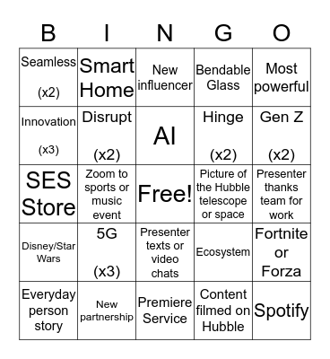 Unpacked Bingo - Hubble Edition Bingo Card