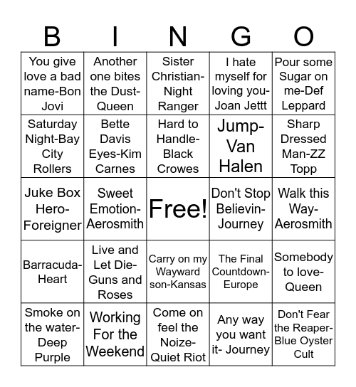 DD25 "Hair" Today Bingo Card
