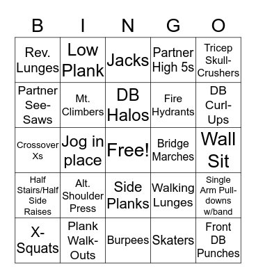 FITNESS BINGO Card