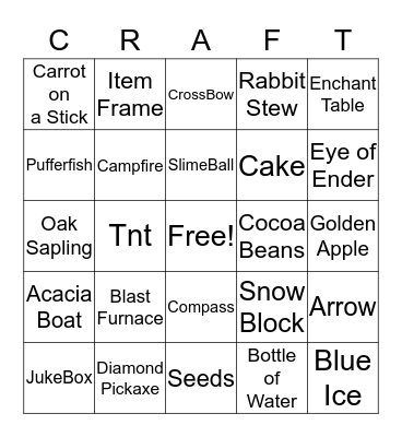 M I N E Bingo Card