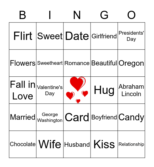 Presidents' Day & Valentine's Day Sign-O Bingo Card