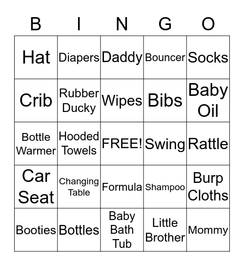 Alex Baby Bingo Card