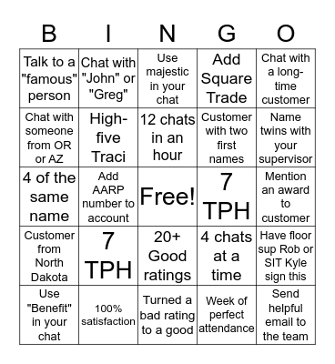 DSS Bingo Card