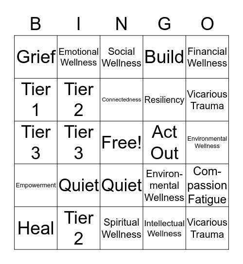 Trauma Sensitive Schools Bingo Card