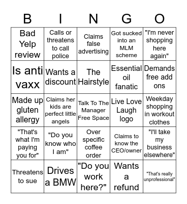 Karen Bingo Card