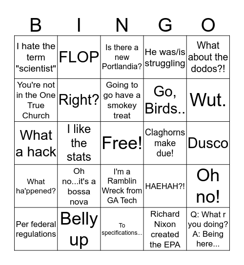 Alan Bingo Card