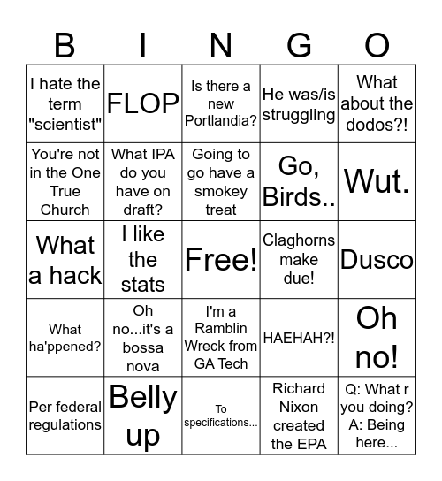 Alan Bingo Card