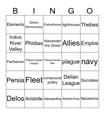 Classical Greece Bingo Card