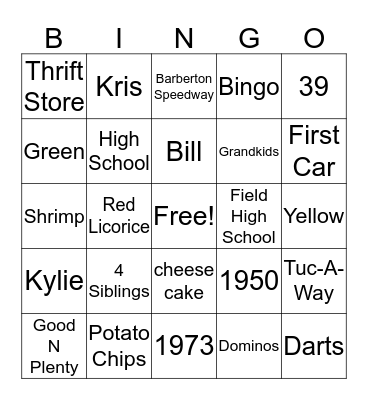 Sandy's Bingo Jackpot Bingo Card