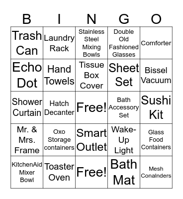 Bridal Bingo Card