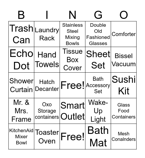 Bridal Bingo Card