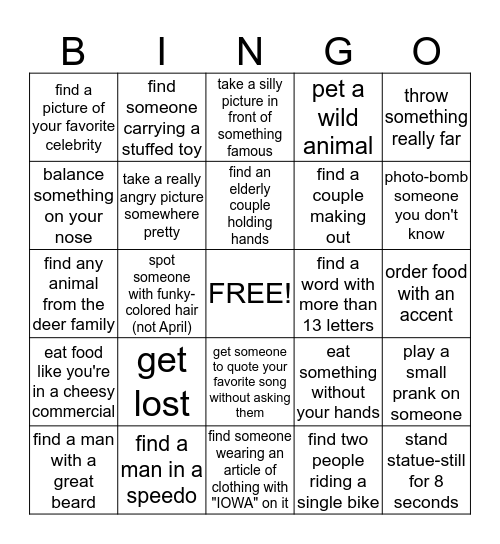 WASHINGTON, DC Bingo Card