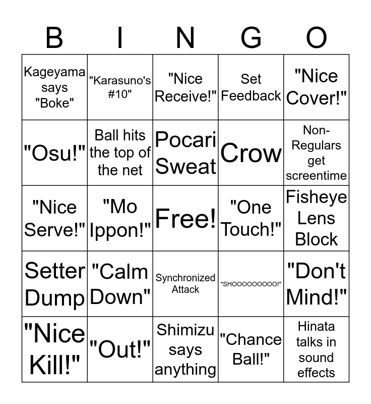 haikyuu in 2023  Haikyuu, Bingo, Bingo template