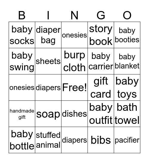 Baby Shower Bingo! Bingo Card