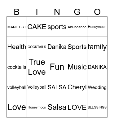 Cheryl & Ian Bingo Card