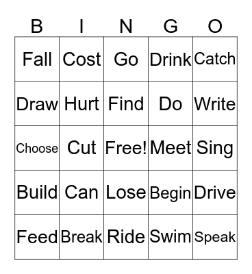 Make it the present tense Bingo Card