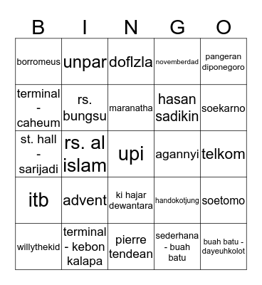 punya latishaaaa Bingo Card
