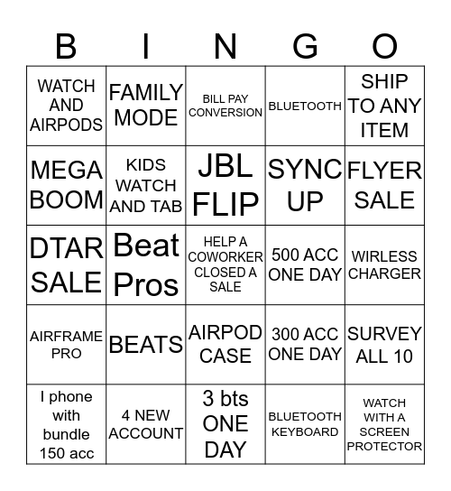 Daniel Bingo Card