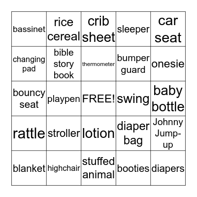 Baby Gift Bingo! Bingo Card