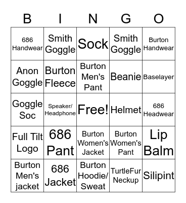 Full Tilt Bingo Card