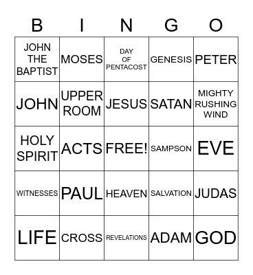 Bible Bingo Card