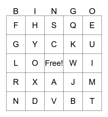 ABC Letter Sounds Bingo Card