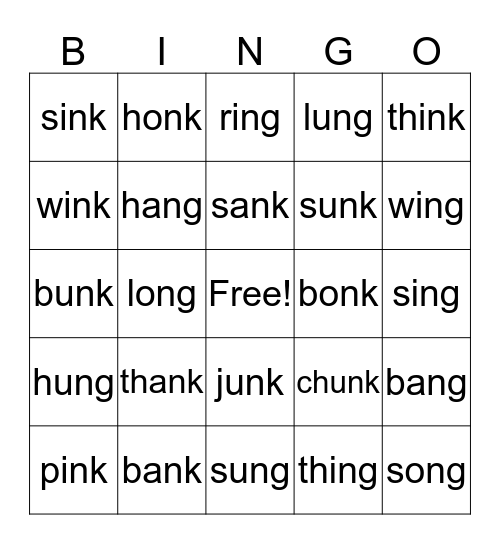 Glued Sounds Bingo Card