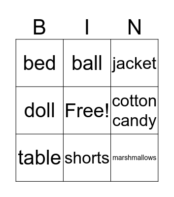 Products Bingo Card