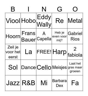 Muziekbingo Card