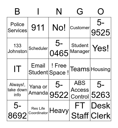 SM Training 2.9 Bingo Card