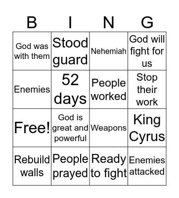 The Walls Rebuilt Bingo Card