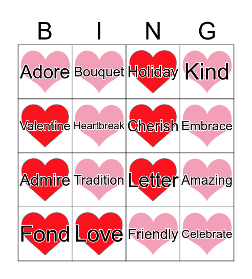 Valentine's Day Bingo Card