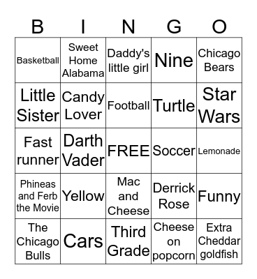 Rylie's Party Bingo! Bingo Card
