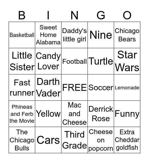 Rylie's Party Bingo! Bingo Card