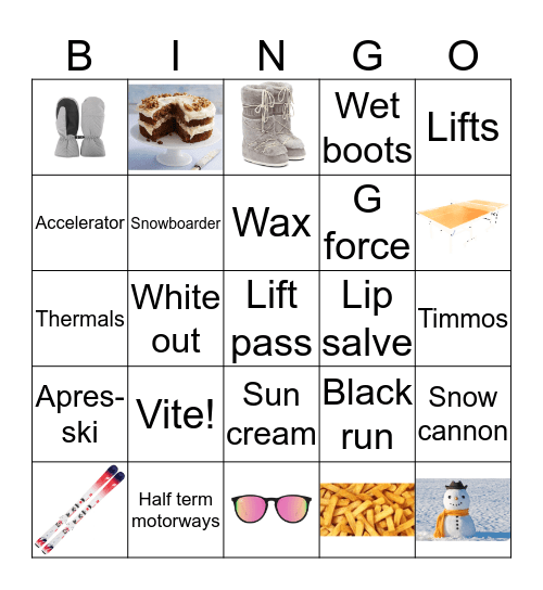 Ski Holiday 2020 Bingo Card