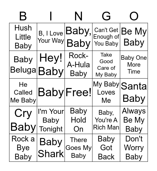 Baby Bingo Card