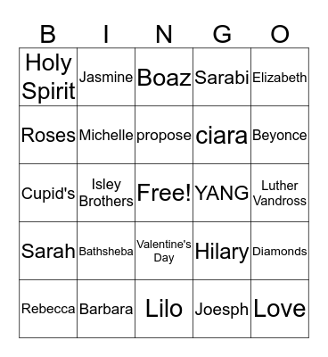 V-Day Banquet Bingo Card