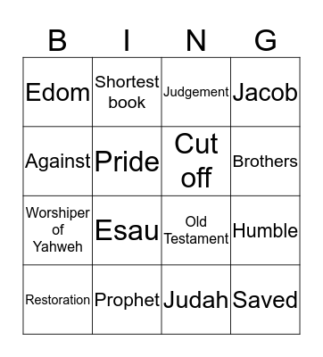 Obadiah Bingo Card