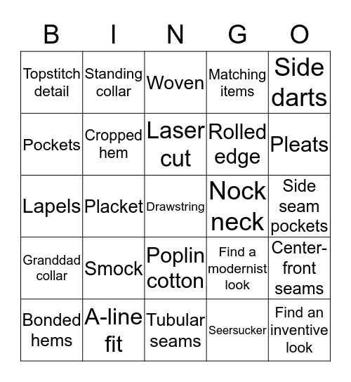 'Learn about Details' Bingo Card