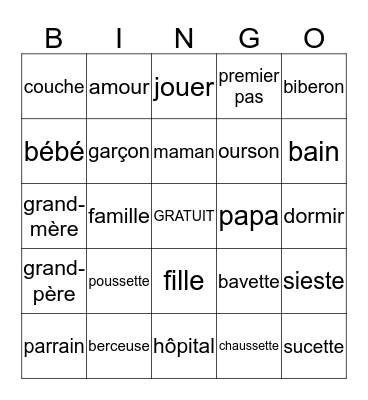 BABY SHOWER BINGO Card