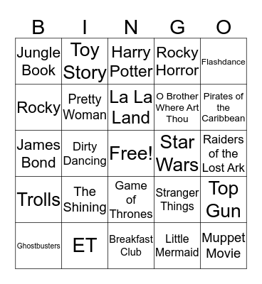 Movie Themes Bingo Card