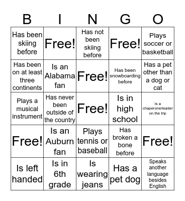 Find someone who: Bingo Card