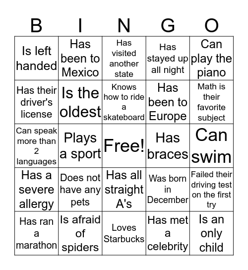 Valentines Friendship Dinner  Bingo Card