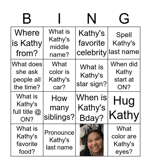 KATHY BINGO!!! Bingo Card