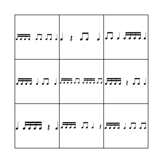 Rhythm Bingo: ta titi za tikatika Bingo Card
