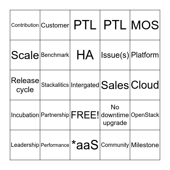 OpenStack Bingo! Bingo Card