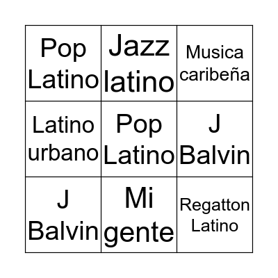 Mango - bingo del música Bingo Card