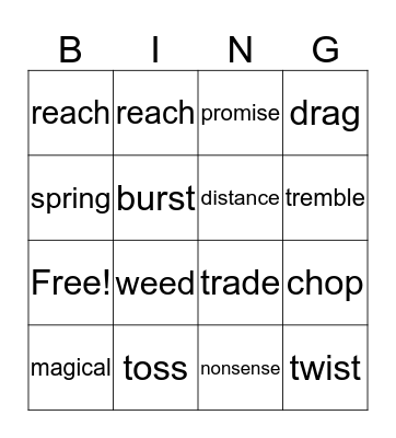 Jack & the Beabstalk Bingo Card