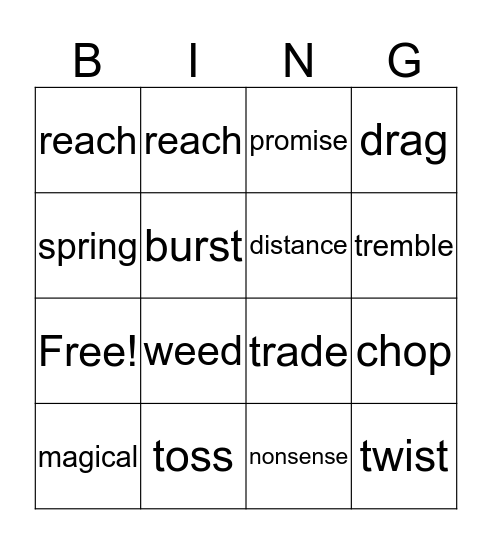 Jack & the Beabstalk Bingo Card