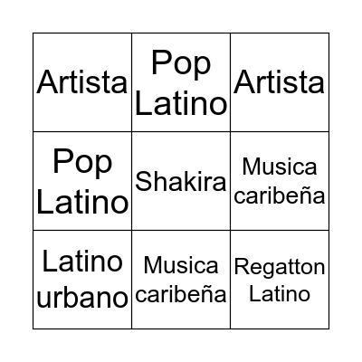 Mango - bingo del música Bingo Card